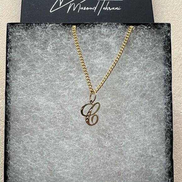 14k Real Gold Initial "C" Pendant | Charm- Real 14k Gold Letter "C" Pendant - Picture 12 of 15